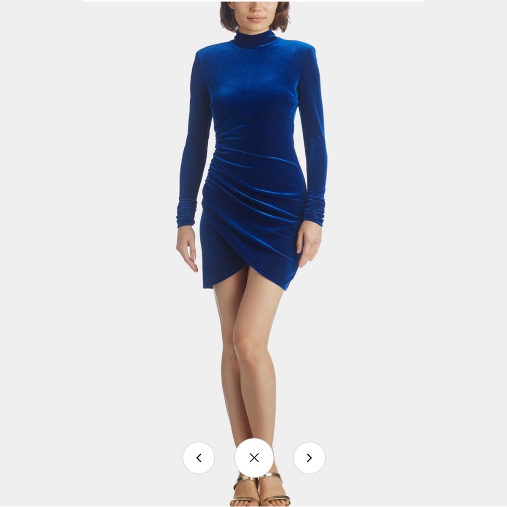 BETSY & ADAM Size 8 Short Mock Neck Long Sleeve Velvet Dress